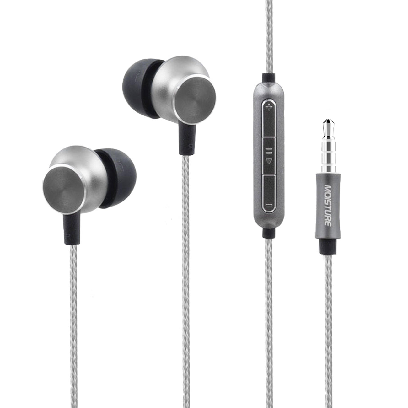 Bass Earphones with Monibearing Mic In Gray-HS77GY